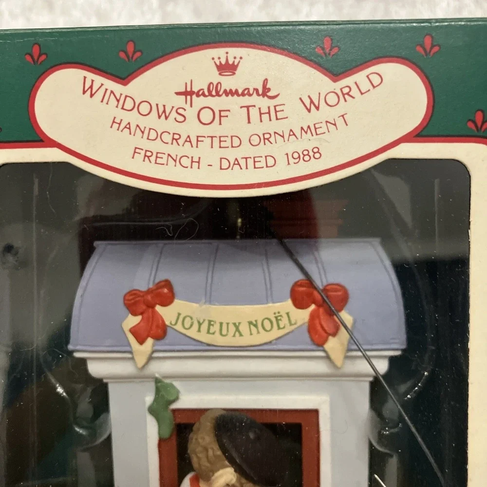 1988 Hallmark Windows Of The World French Ornament Boy & Poodle QX402-1 NEW